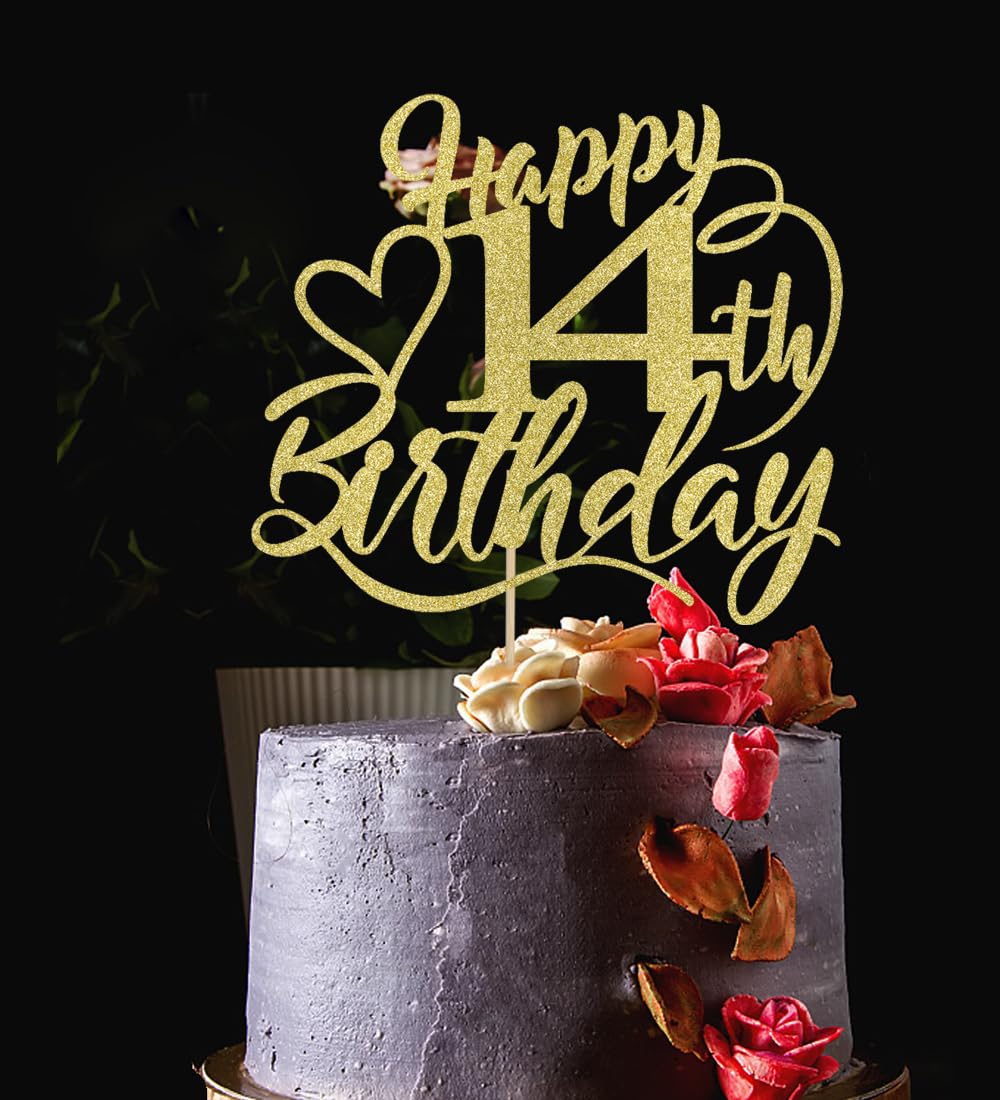 Happy 14Th Birthday Cake Topper For 14Th Boy And Girl Birthday Party Decorations