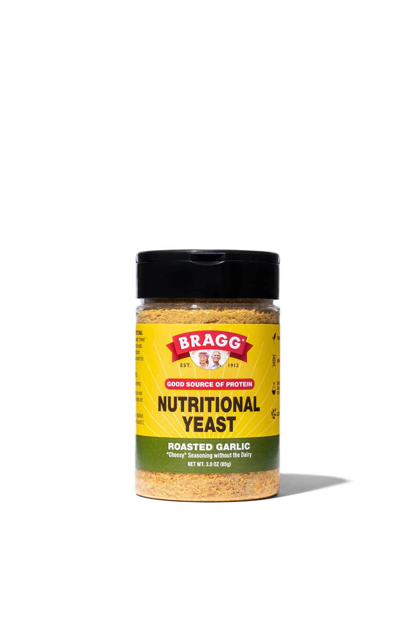 Bragg Nutritional Yeast Roasted Garlic Seasoning - 3 Oz - Dairy-Free Parmesan Cheese Substitute - Perfect For Salads, Pastas, Popcorn, And More