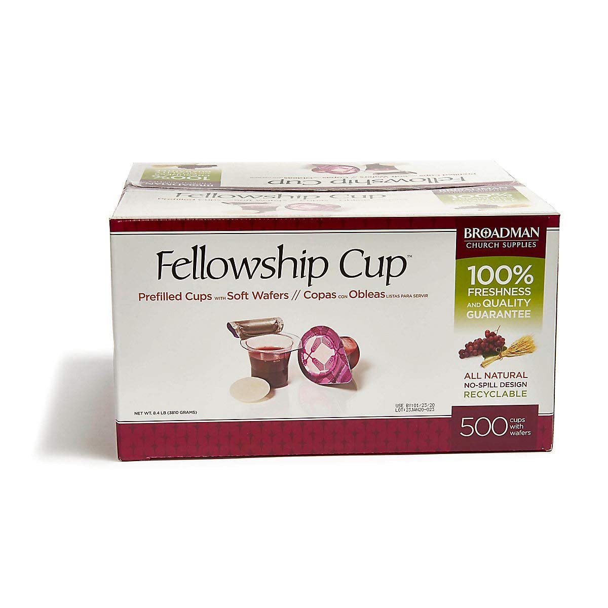 Broadman Church Supplies Pre-Filled Communion Fellowship Cup, Juice And Wafer Set, 500 Count