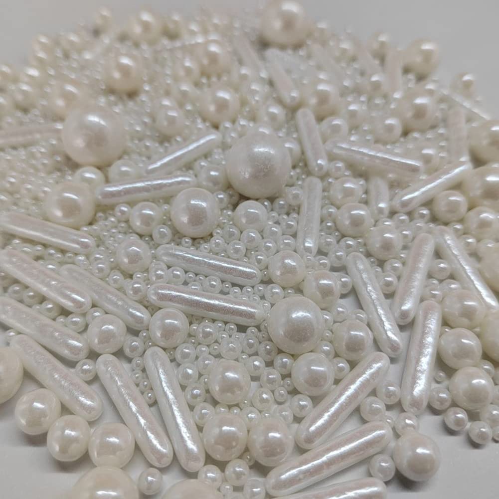 Edible White Pearl Sugar Sprinkles Candy Mix Size Baking Edible Cake Decorations Cupcake Toppers Cookie Decorating Wedding Party