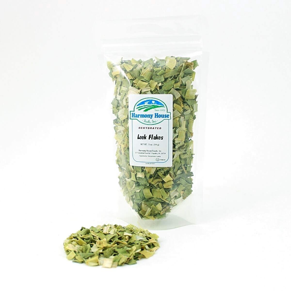 Harmony House Foods Dehydrated Leek Flakes - Air Dried Vegetables For Soup And Cooked Dishes, Great For Camping, Survival, And Backpacking, 0.5 Ounces