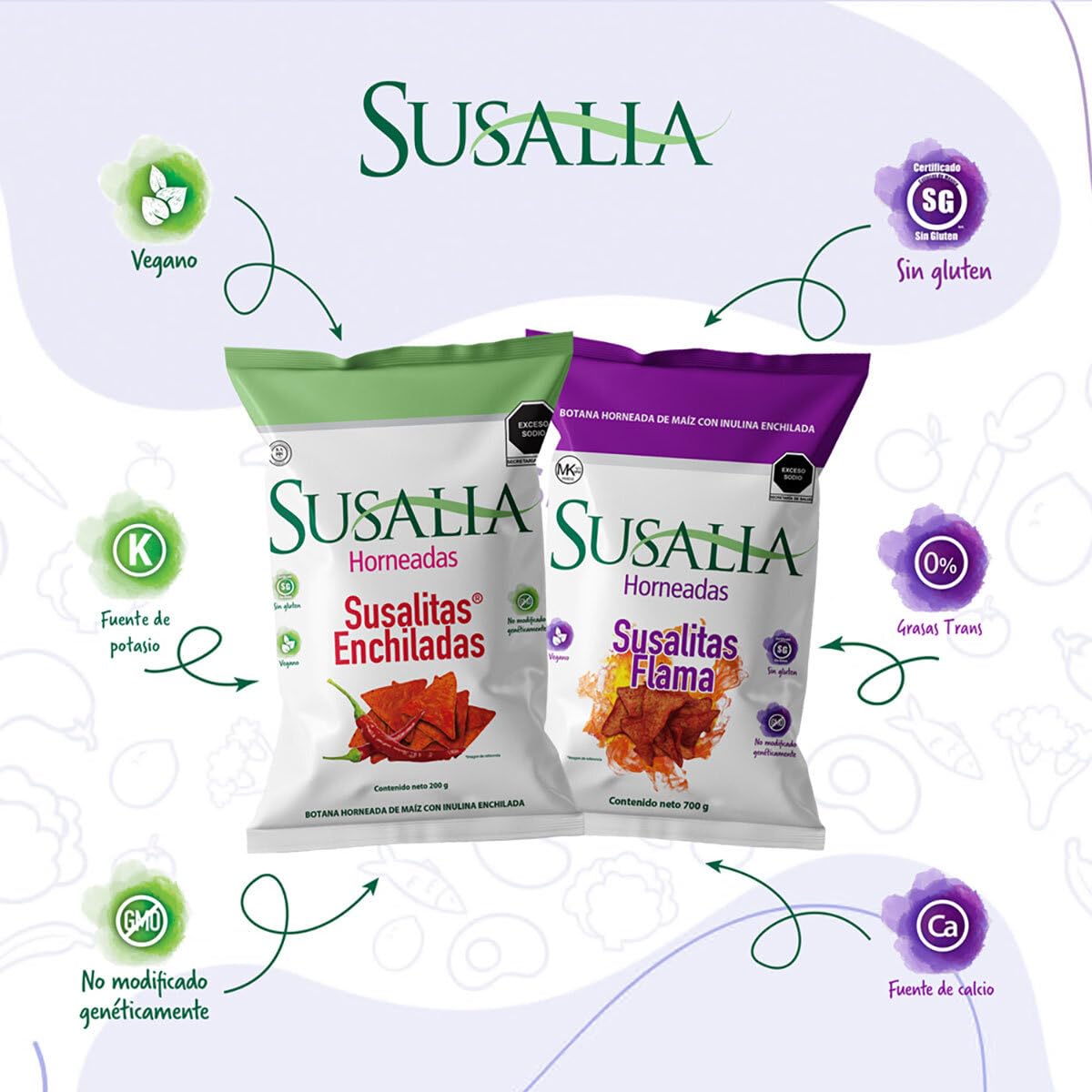 Susalia Botana Ma  Z Con Nopal Horneada, Flamas Y Enchiladas (20 Pack)