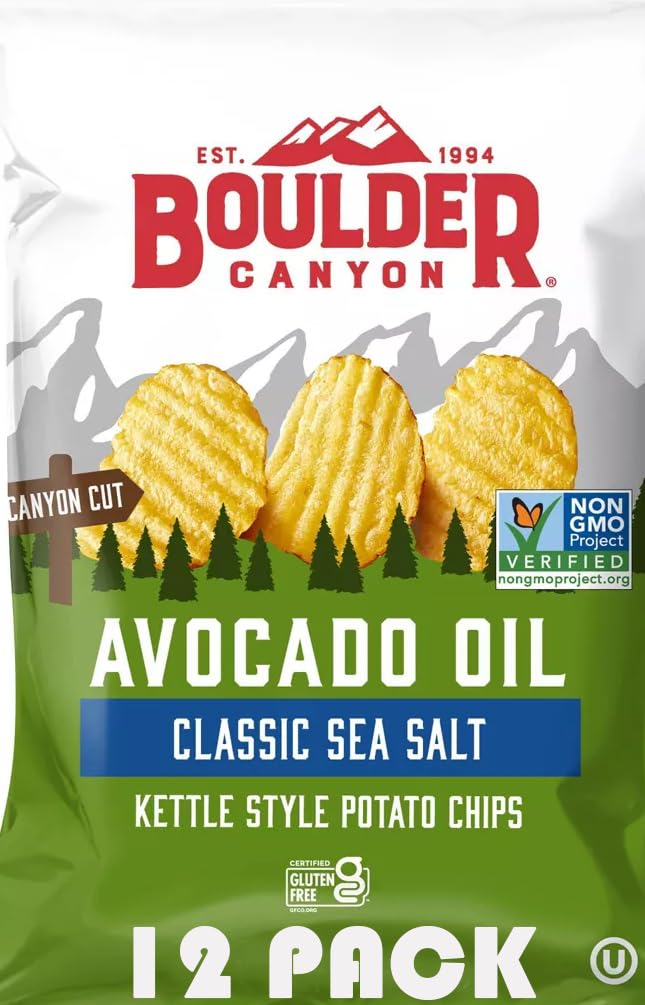 Boulder Canyon Kettle Style Potato Chips, Avocado Oil, Classic Sea Salt, 1.5 Ounce, Pack of 12 by SUPERDEALS
