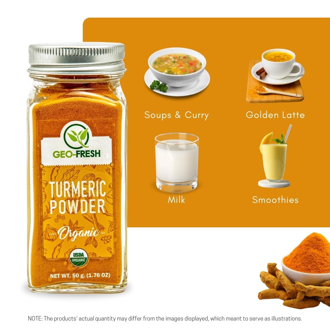 Geo-Fresh Organic Turmeric, Non-GMO, Gluten Free, 1.76 oz (50g), USDA Certified