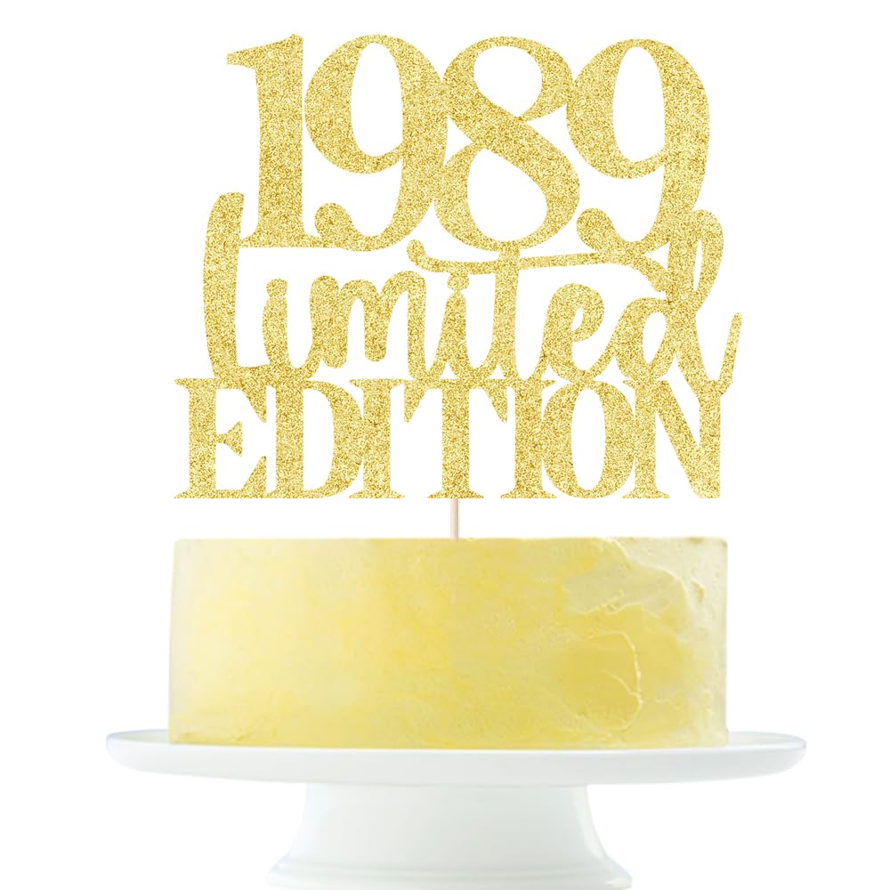 Yetxel 1989 Cake Topper - Limited Edition 36th Birthday Decoration, Handmade Golden Glitter, Suitable for Men and Women