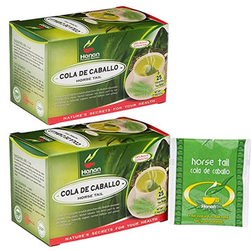 Hanan Horsetail Herbal Tea 50 Teabags (Cola De Caballo) - Pack Of 2 Boxes With 25 Bags Each All-Natural Herb From Peru