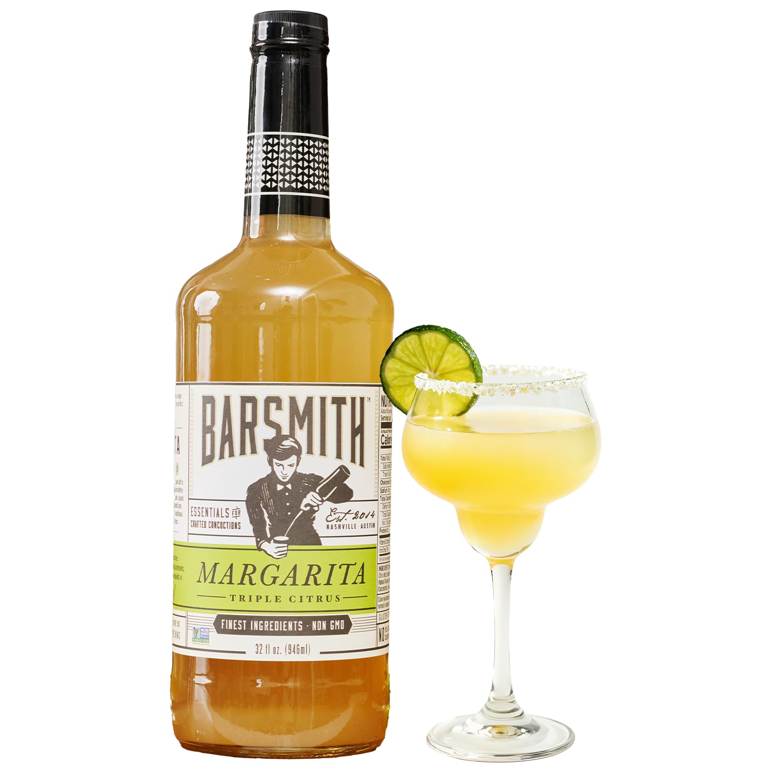 Barsmith Bar Essentials Margarita Mix Triple Citrus Blend - Margarita Mixed Flavor Mix With Lime  Orange & Lemon Juice - Non-Gmo & Gluten-Free - Perfect For Parties & Home Bars - 32 Oz Bottle (Pack Of 1)