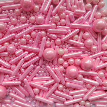 Edible Pink Pearl Sugar Sprinkles Candy Mix Size Baking Edible Cake Decorations Cupcake Toppers Cookie Decorating Wedding Party 