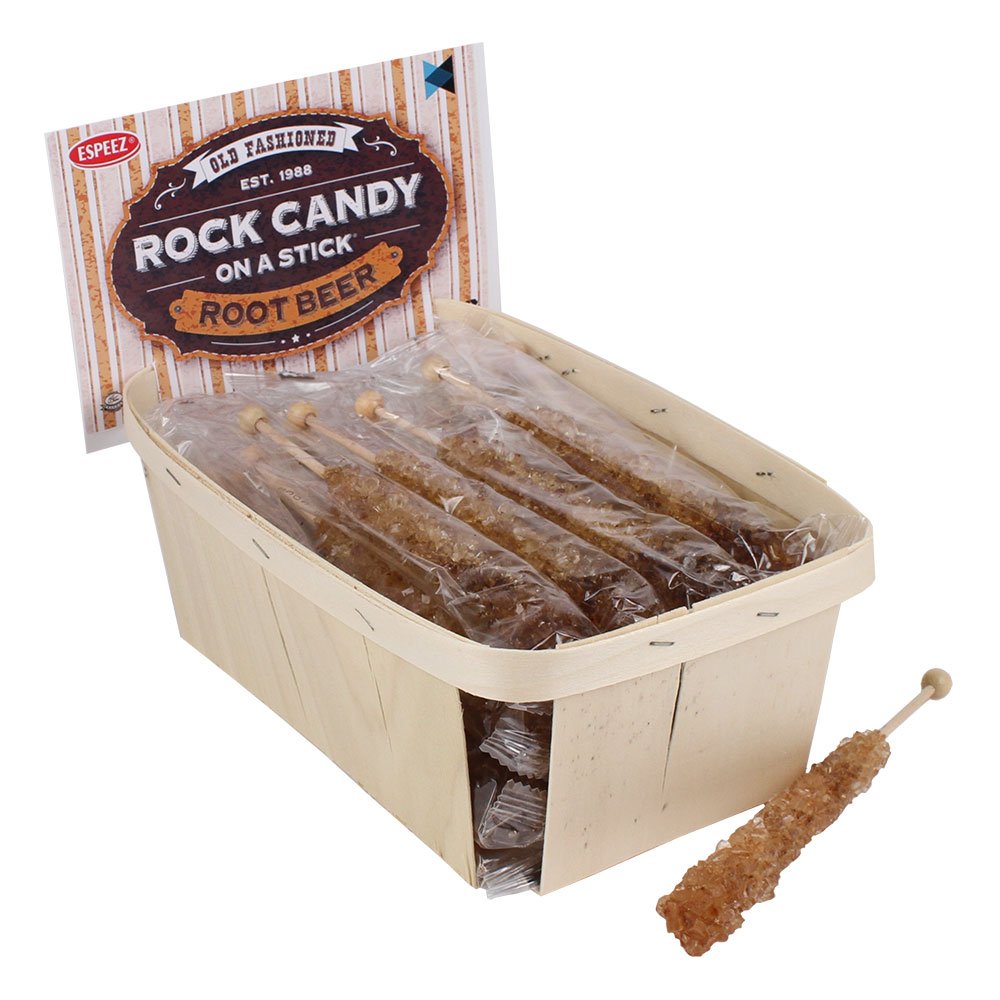 Espeez Extra Large Rock Candy Sticks - 24 Count - Root Beer - Individually Wrapped Party Favors