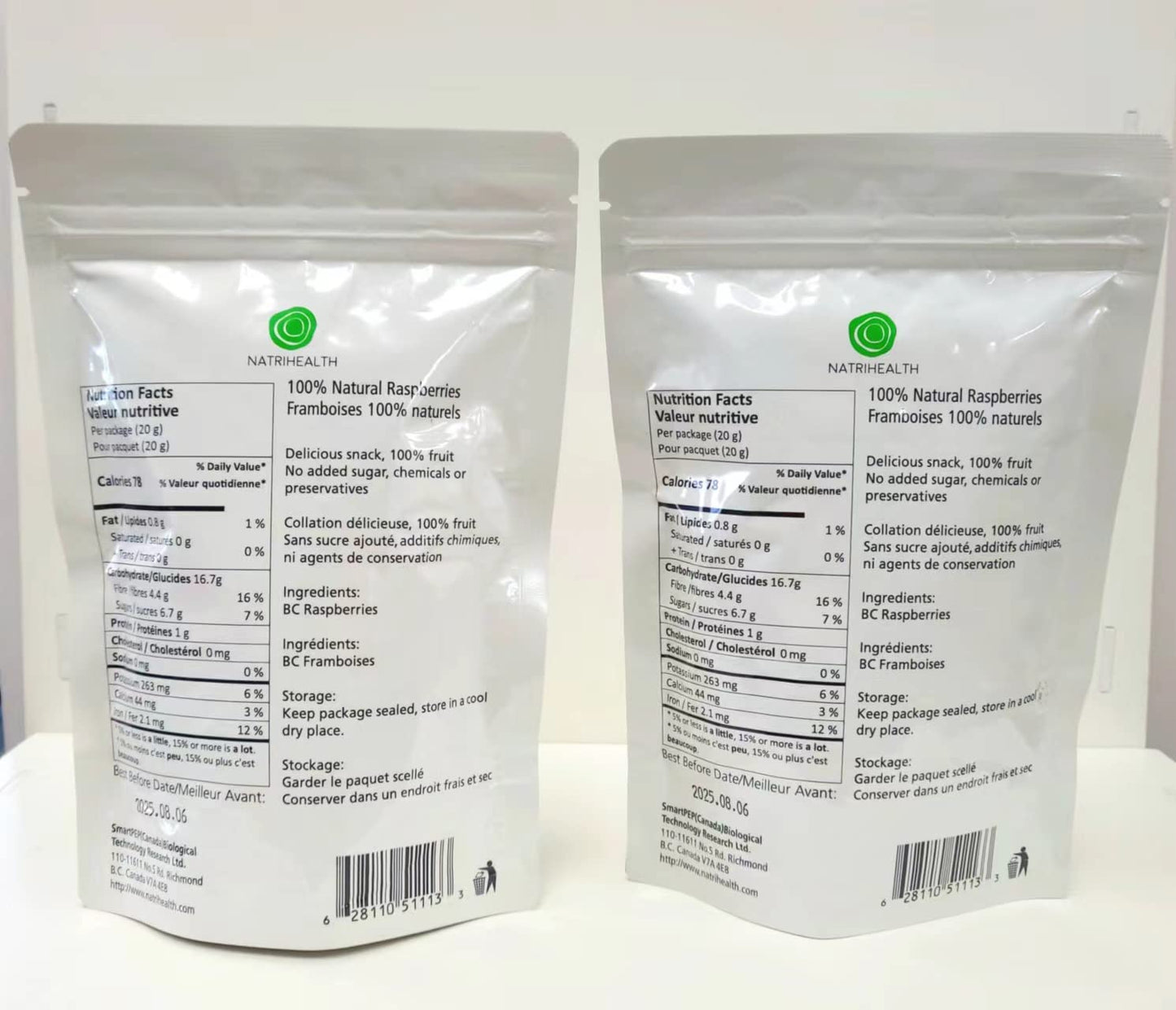 100% Canada Raspberries - Natrihealth Freeze Dried Raspberries 20G