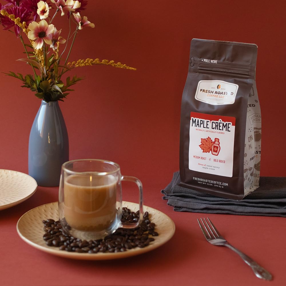 Fresh Roasted Coffee, Maple Crème Flavored Coffee, 5 Lb (80 Oz), Medium Roast, Kosher, Ground