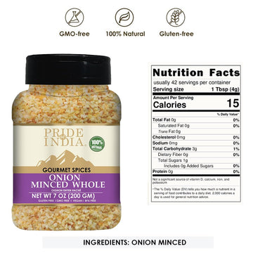Pride Of India - Pack Of 6 - Minced Onion 7 Oz (200 Gm)- Ready To Use Fresh Onion- Time Saving Sweet & Salty Flavoured Ingredien