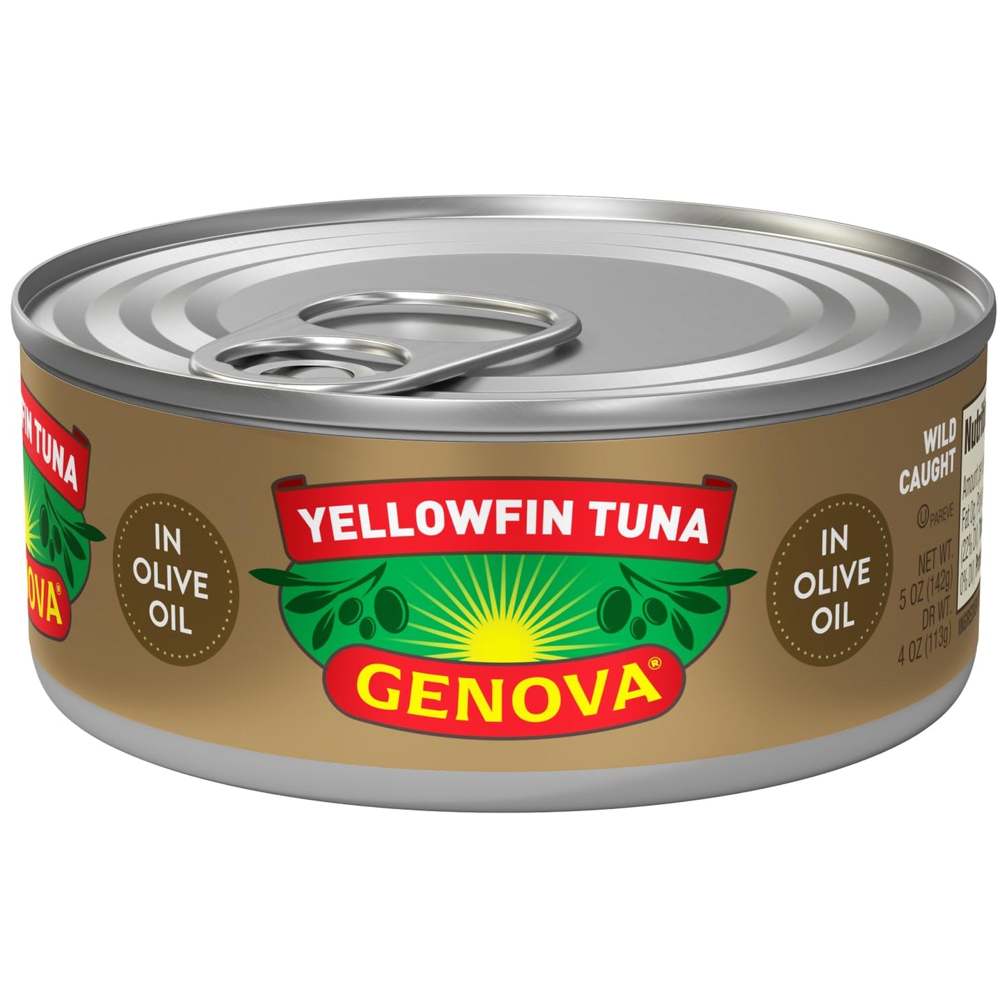 Genova Premium Yellowfin Tuna in Olive Oil, Solid Light, 5 Ounce Cans, Pack of 8