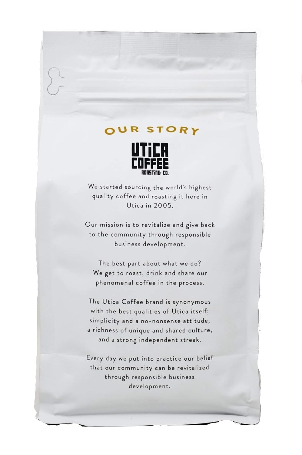 Utica Coffee Roasting Co. Decaf Cinnamon Bun | Specialty Flavored Medium Roast Ground Coffee | 16 Oz Reclosable Bag
