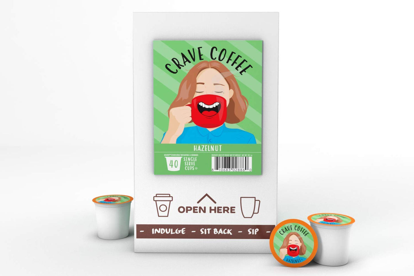 Crave Beverages Flavored Pods for 2 K-Cup malt-inspired, Hazelnut, 40 Count