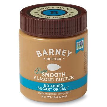 Barney Butter Almond Butter, Bare Smooth, 10 Ounce Jar, No Added Sugar or Salt, Skin-Free Almonds, No Stir, Non-GMO, Gluten Free