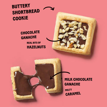 Michel Et Augustin Cookie Bag Variety Pack 2 Flavor - Milk Chocolate & Caramel + Milk Chocolate & Hazelnut, 15 Cookies Per Bag