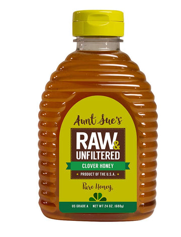 Aunt Sue'S Raw & Unfiltered Clover, 24 Ounce (1.5 Lb) From Local Usa Beekeepers, Strained Pure Honey
