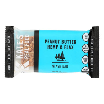 Kates Real Food, Stash Bar Peanut Butter Hemp Flax Organic, 2.2 Ounce