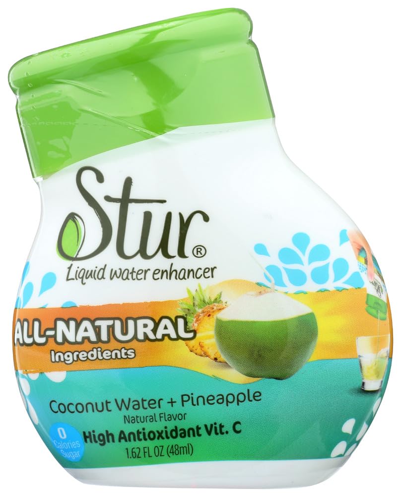 Stur - Coconut Water & Pineapple - Liquid Water Flavoring, 1.62 Ounce Bottles (Pack of 3)