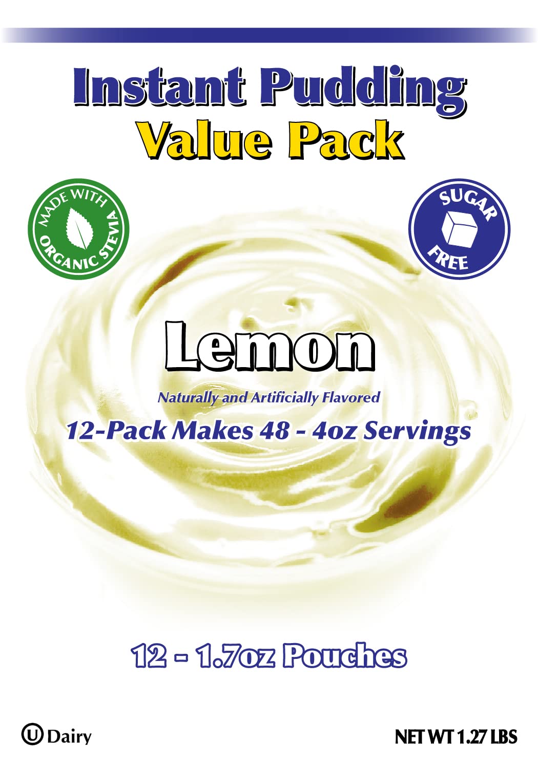 Gramzero Lemon Sugar Free Pudding Mix 12-Pack, Great For Nutrition Club Meal Replacement Shakes, Low Calorie Dessert, Stevia Swe