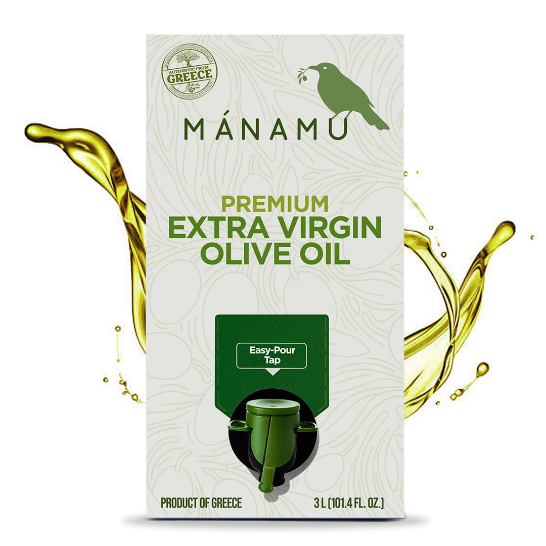 Mánamu Extra Virgin Olive Oil - 100% Pure Cold Pressed, Low Acidity, 101.4 Fl Oz (3 Liters) from Greece
