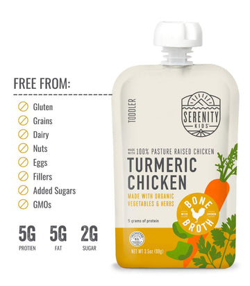 Serenity Kids Bone Broth Puree Made With Organic Veggies - Clean Label Project Purity Awarded Certified Organic Baby Food Pouche