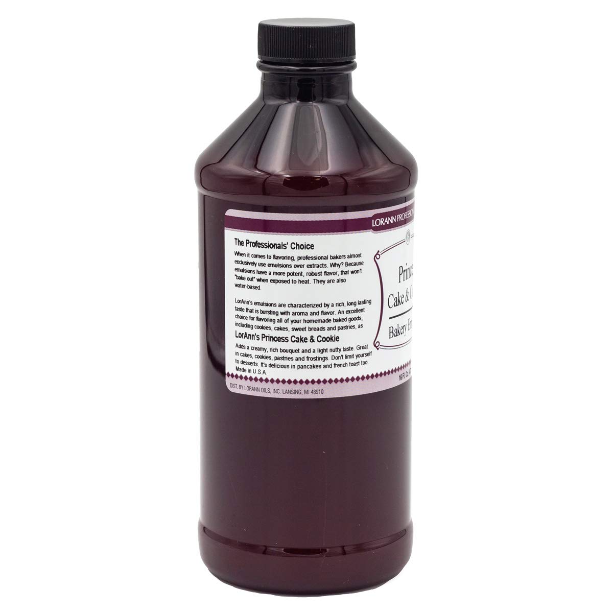 LorAnn Oils Bakery Emulsion, Princess Cake Flavor, 16 Fl Oz, Gluten-Free, Keto-Friendly, Model 0756-0806