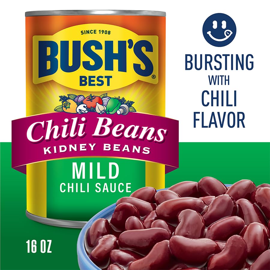 Bush'S Best 16 Oz Canned Kidney Chili Bean/Mild, Source Of Plant Based Protein And Fiber, Low Fat, Gluten Free, (Pack Of 12)