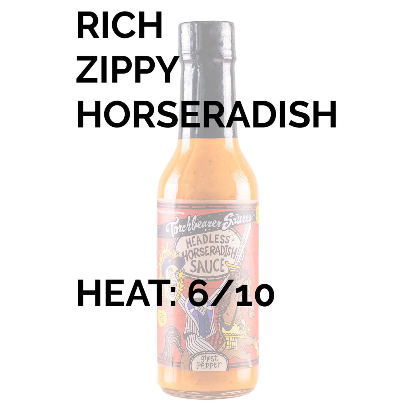 Headless Horseradish By Torchbearer Sauces, Fiery Heat Hot Sauce With Flavors Of Horseradish, Garlic & Dry Mustard, Made With All Natural Ingredients, 5 Fl Oz Bottle (1-Pack)