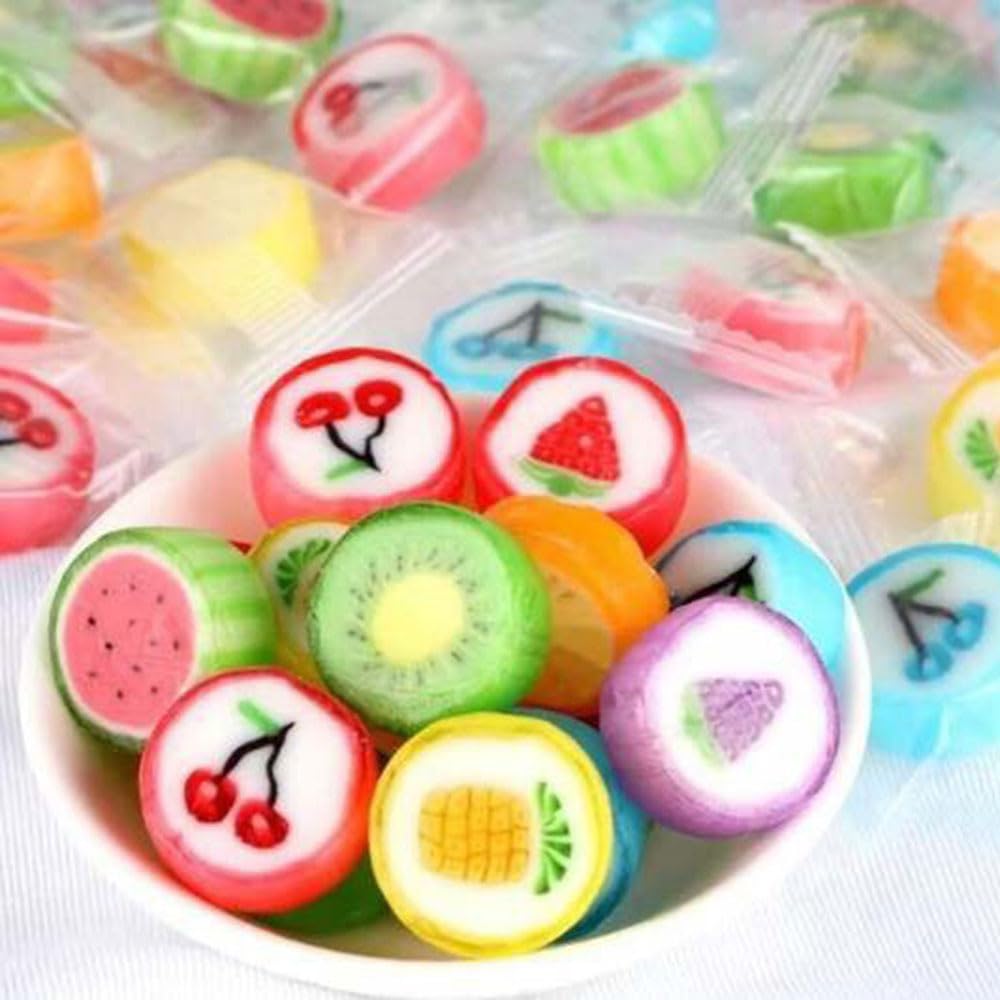 Fruit Slices Candy - Hard Candy Bulk 1 Lb Bag Of Individually Wrapped Small Candy Fruit Slices (Approx. 118 Pcs) Hard Candies As