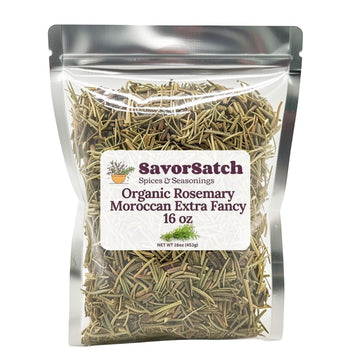 SavorSatch Rosemary Moroccan Extra Fancy - 16 oz Resealable Pouch | USDA Certified Organic, Allergen-Free, Non-GMO, Kosher | Med