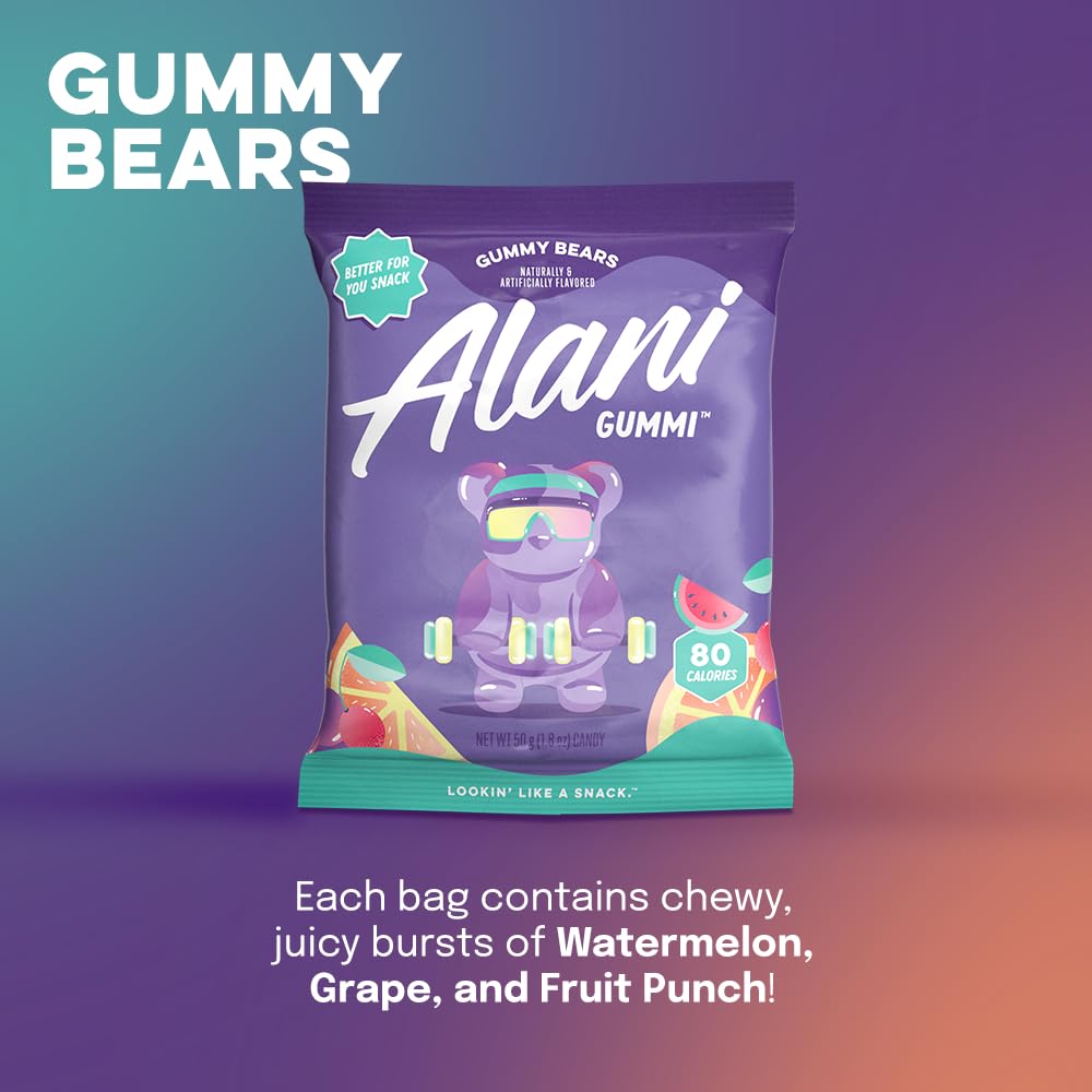 Alani Gummis Gummy Bears Low Sugar Gummy Candy (2G) | 80 Calories per Bag | On-The-Go Snacks | Gluten Free | 7G of Fiber | Natur