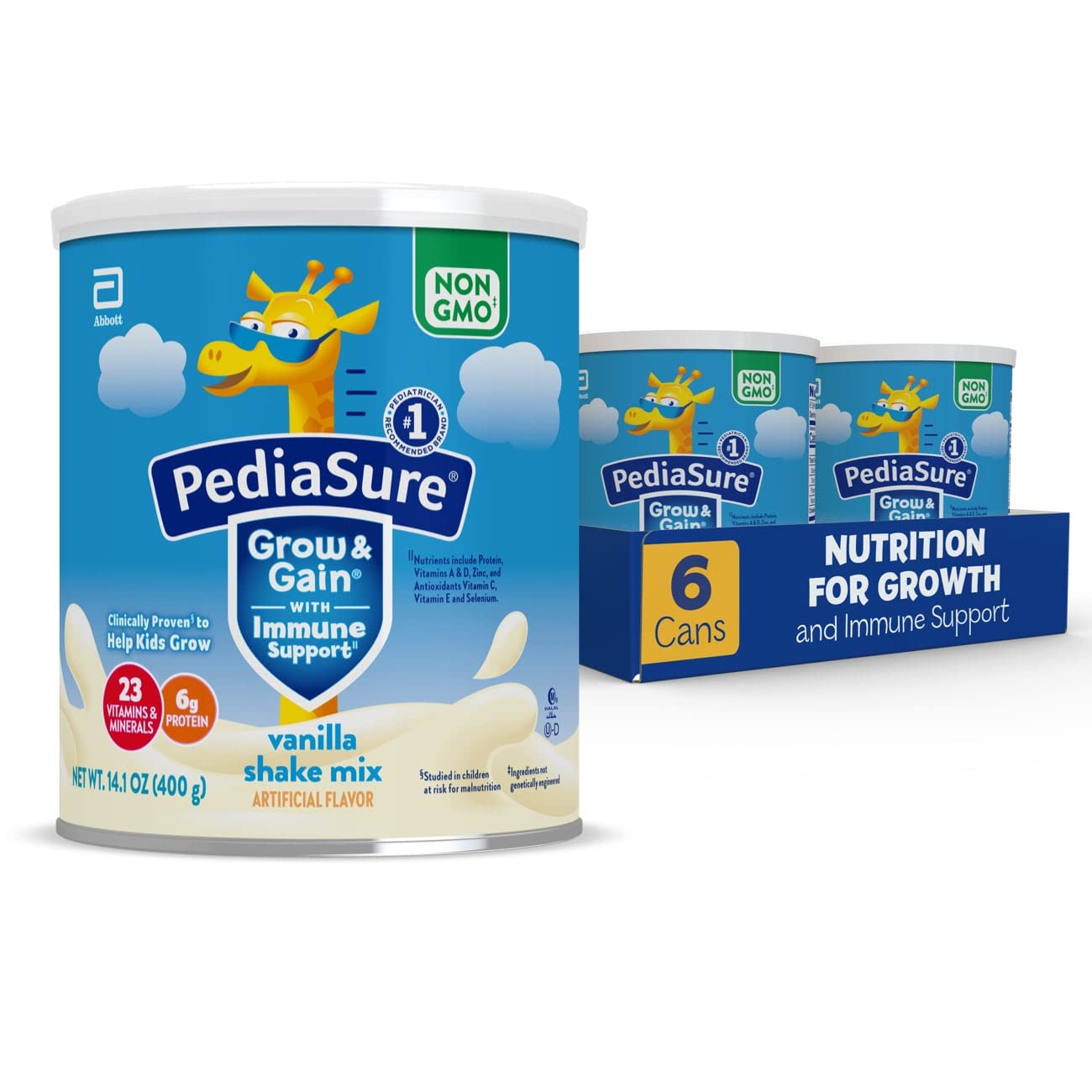 Pediasure Grow & Gain Non-Gmo And Gluten-Free Shake Mix Powder, Nutritional Shake For Kids, With Protein, Probiotics, Dha, Antio