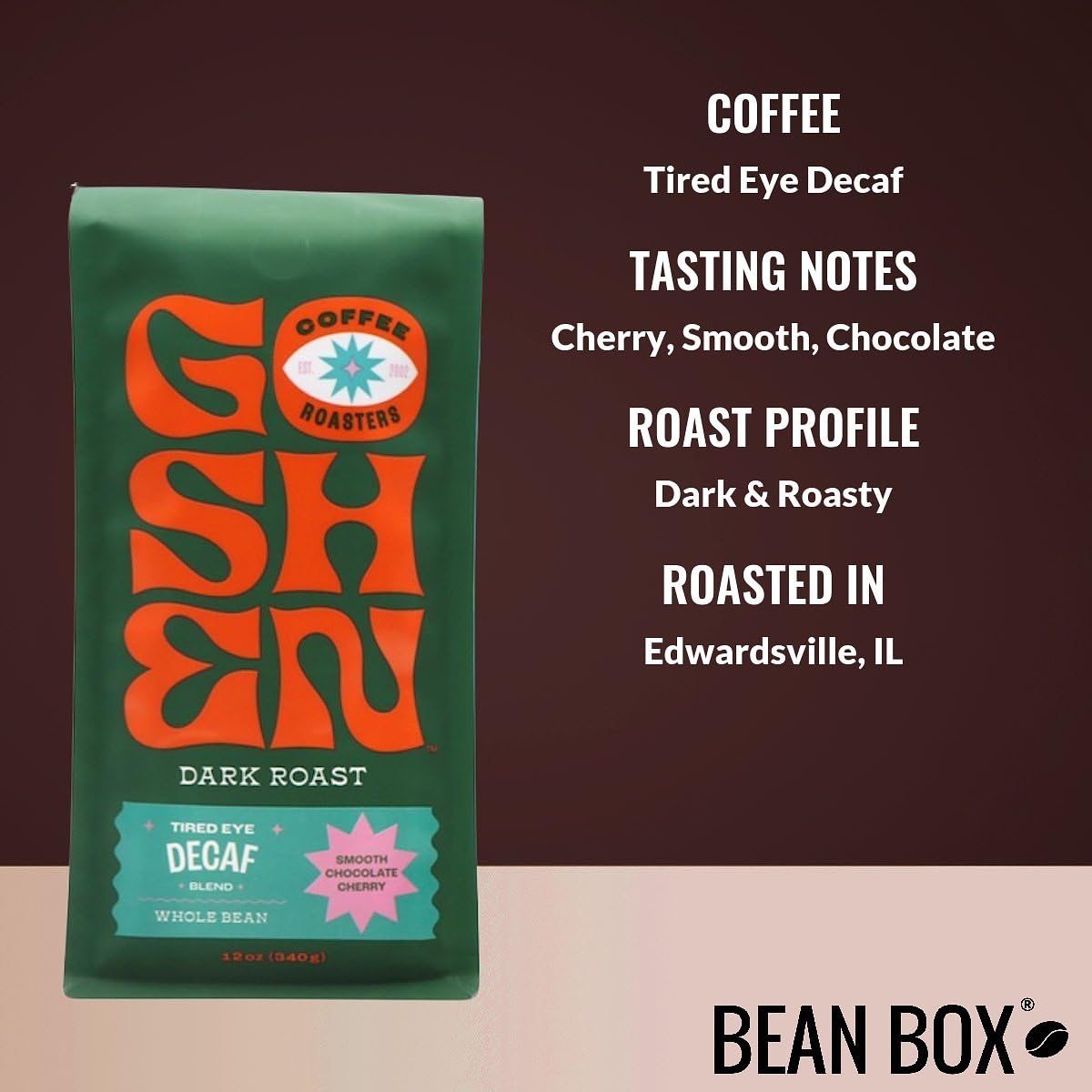 Bean Box Tired Eye Decaf Whole Bean Coffee - 12 Ounce Bag