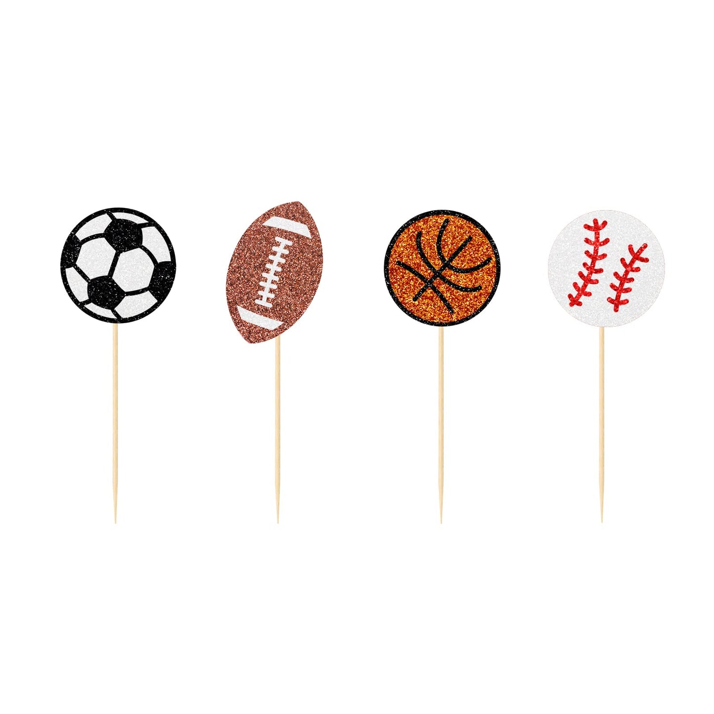 Sports Themed Cupcake Toppers, All Star Cupcake Toppers, Football Soccer Basketball And Baseball, Sports Themed Birthday Party B
