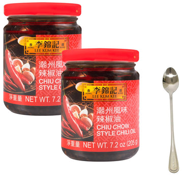 Chiu Chow Chili Oil 205g/7.2oz,Comes with 1 free spoon (pack of 2, 7.2oz)