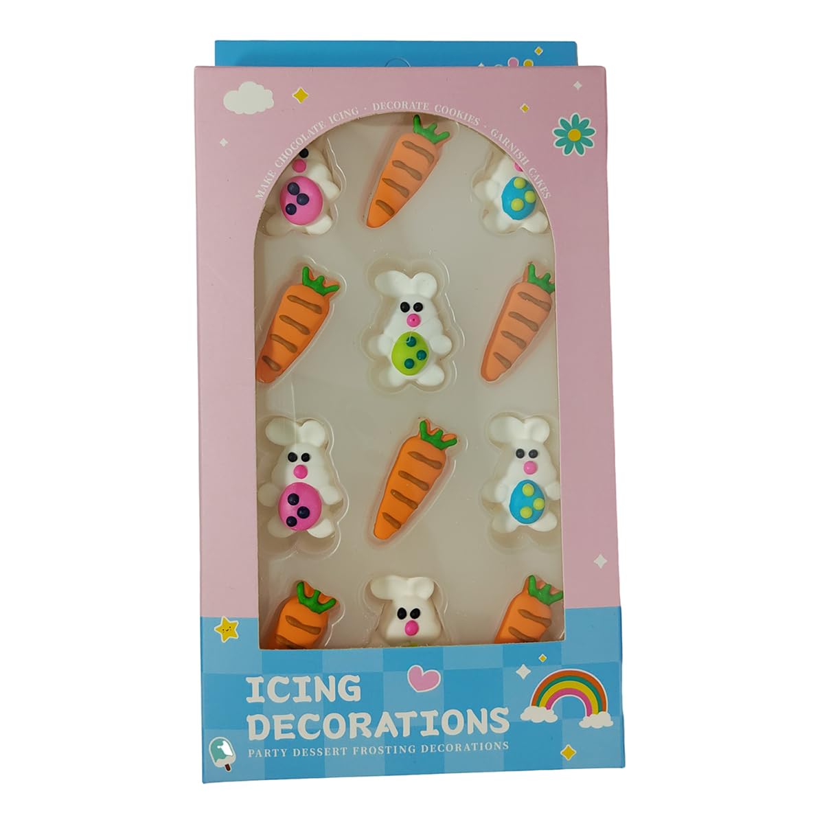 Easter Sprinkles Icing Decoration For Cupcake Decorating, Easter Edible Carrot Bunny Cake Cupcake Topper For Baking Cookie Ice C
