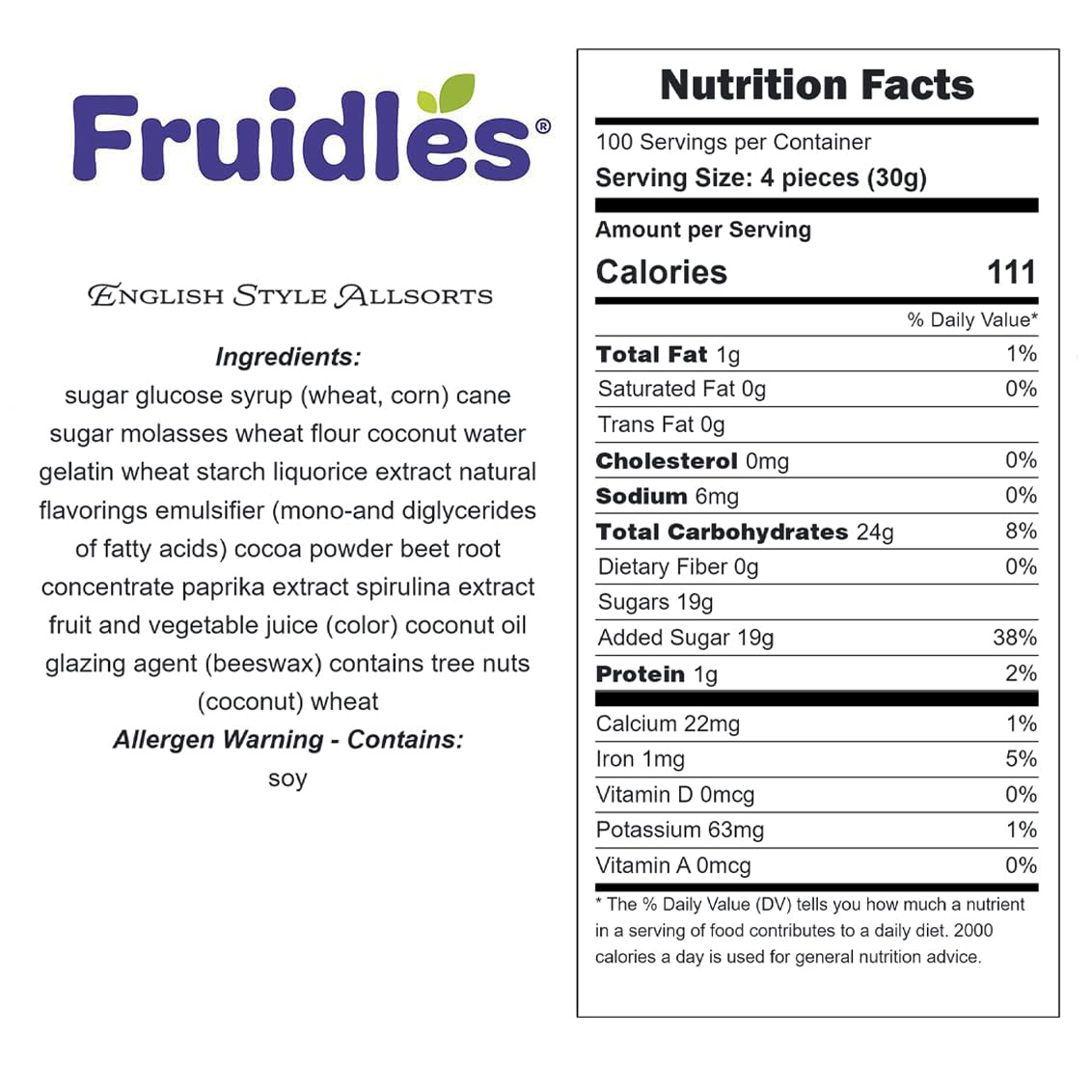Fruidles English Style Allsorts Licorice Allsorts Gummies, Non-GMO (2 Pounds)