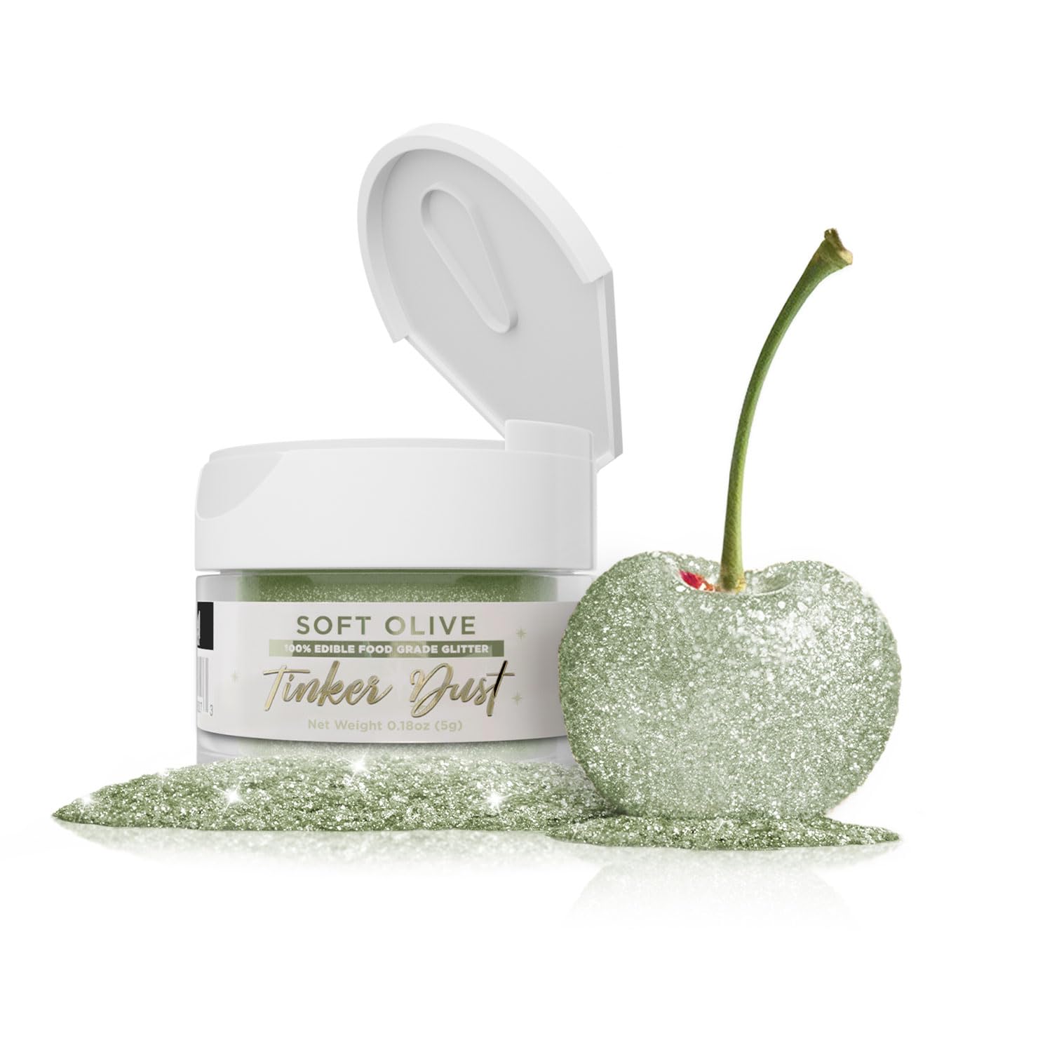 Bakell - Soft Olive Green Tinker Dust (5g, 1x Jar) Edible Glitter for Food, Desserts, and Beverages!