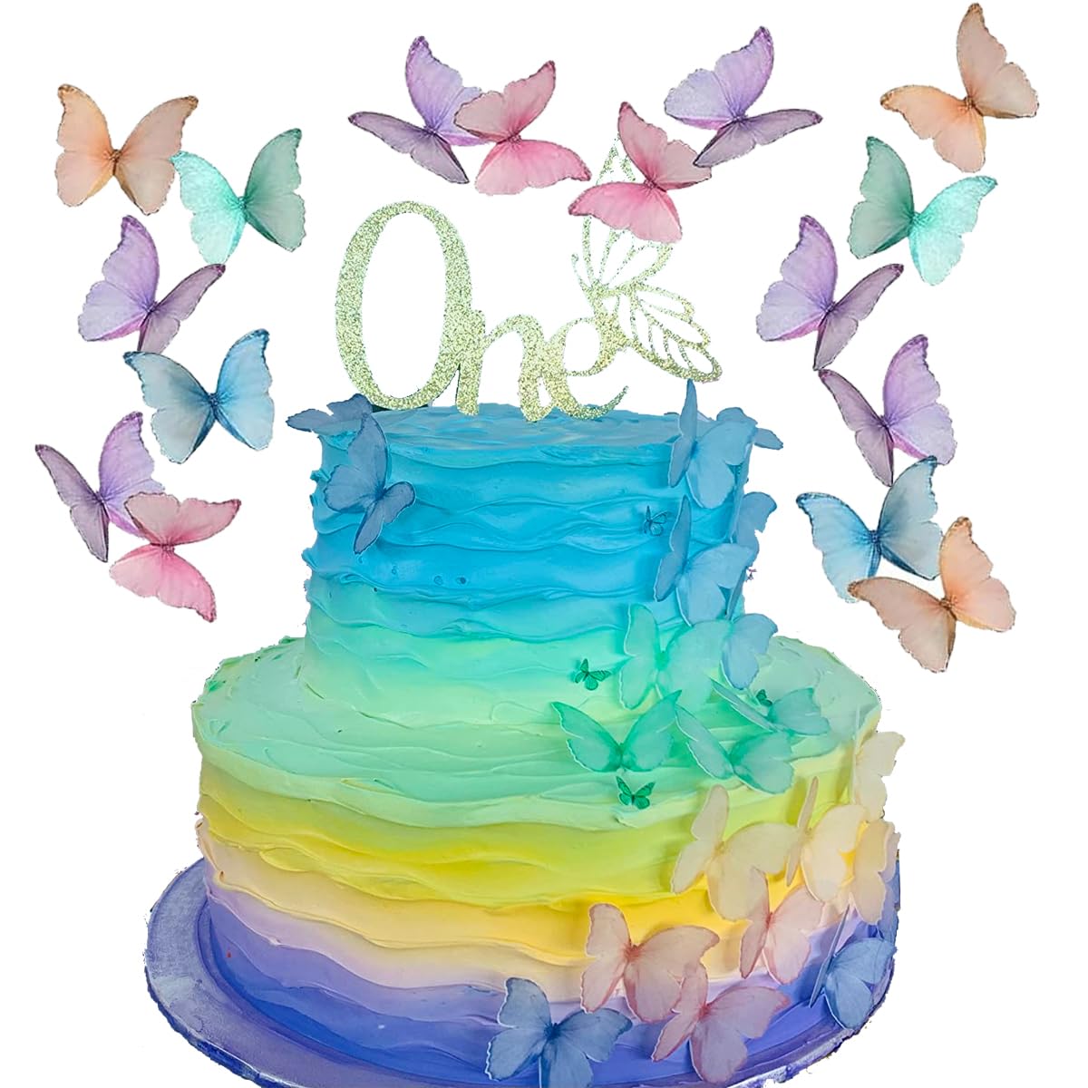 Edible Butterflies For Cake Decorating Set Of 24-2'' Big Size Cake And Cupcake Toppers, Butterfly Cake Toppers