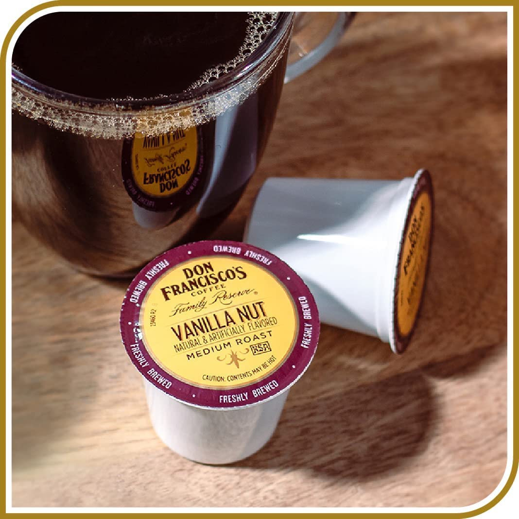 Don Francisco'S Vanilla Nut Flavored Medium Roast Coffee Pods - 12 Count - Recyclable Single-Serve Coffee Pods, Compatible With
