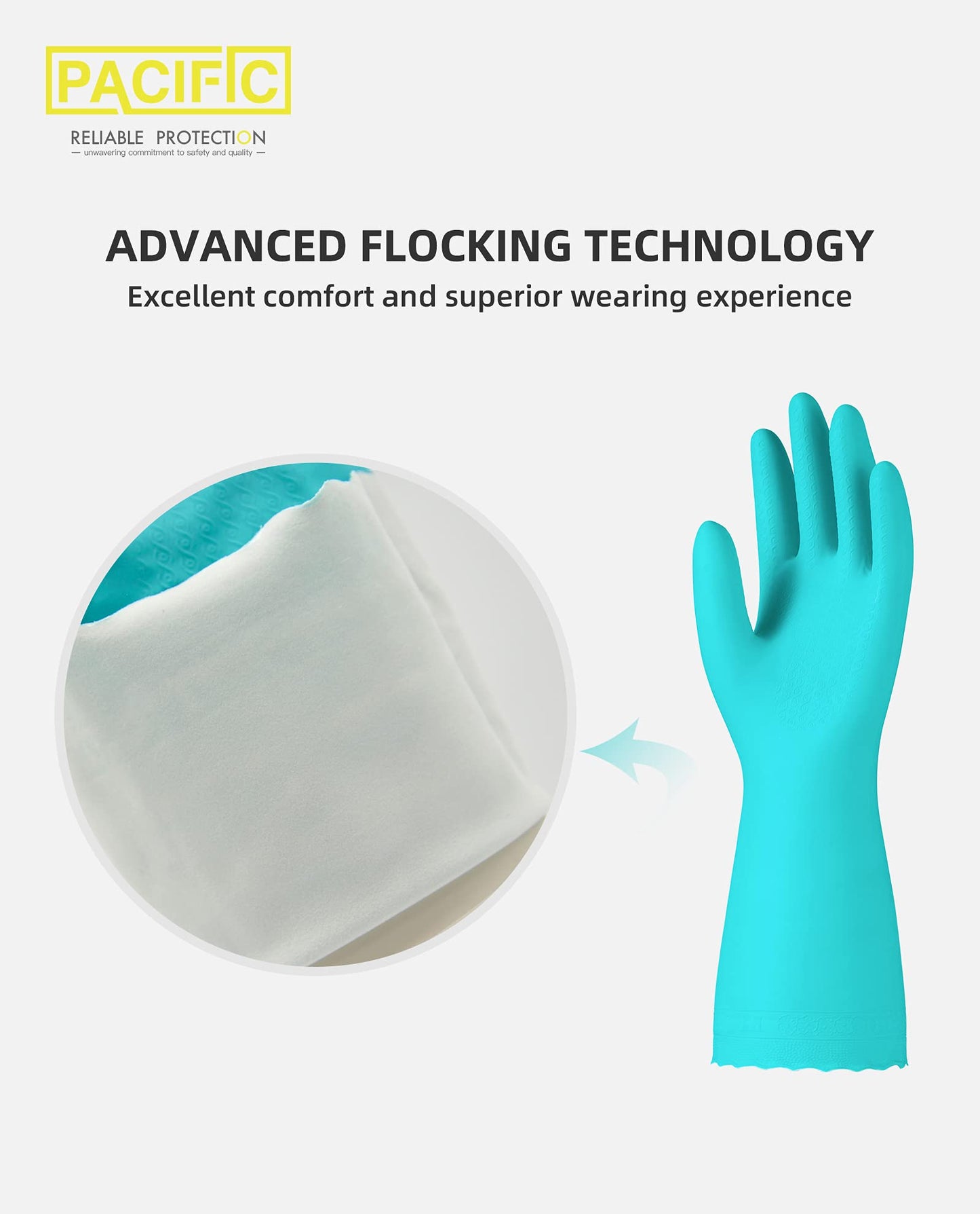Pacific Ppe 4 Pairs Reusable Dishwashing Cleaning Gloves With Latex Free, Cotton Lining, Kitchen Gloves, Green, Large
