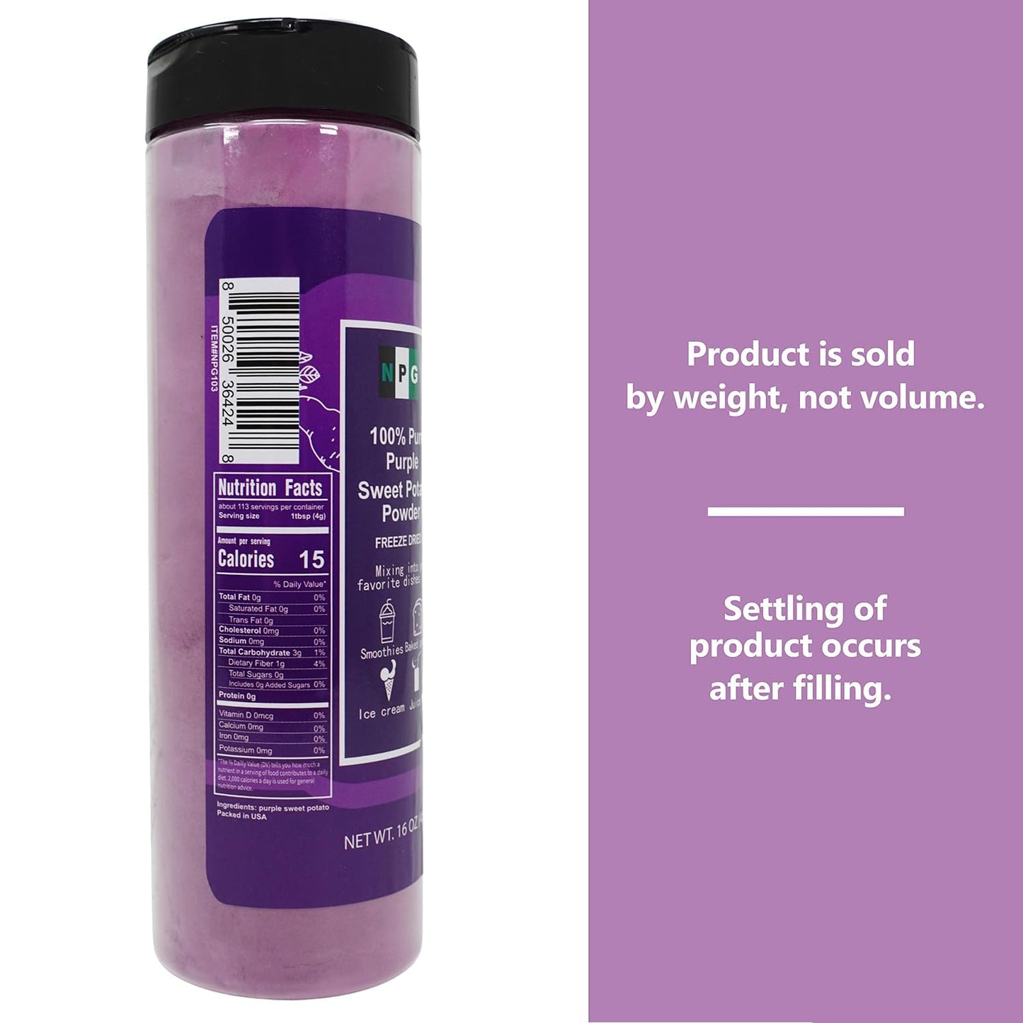 100% Pure Purple Sweet Potato Powder(Purple Yam Ube) 16 Ounces, All Natural Purple Dry Food Coloring Powder For Baking, Smoothies, Pasta, Tortillas, Vegan Gluten Free Non-Gmo No Added Sugar