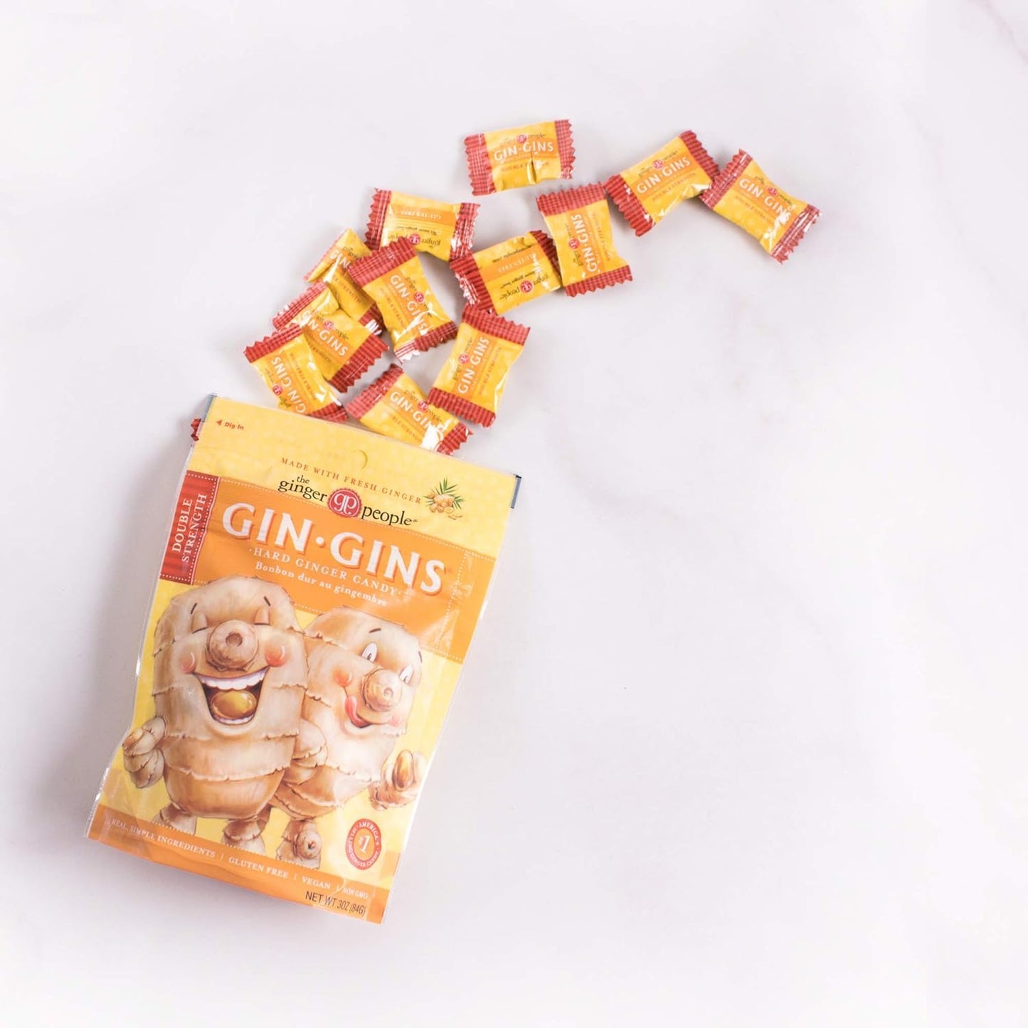 The Ginger People Hard Ginger Candy, Double Strength, 3 Ounce, Pack of 12