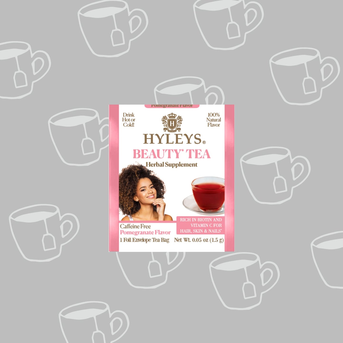 HYLEYS Biotin & Vitamin C Tea for Healthy Skin & Nails - 1 Pack (25 Count)