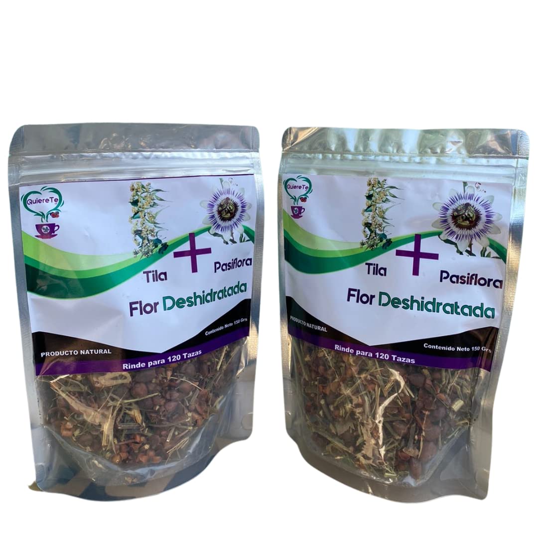 Pasiflora Tila Tea Linden Passionflower Tea, Quiere Te, Herbal Mix, 5.3 Oz (150 Grams), 2 Pack, Up To 200 Cups, Passiflora Incar