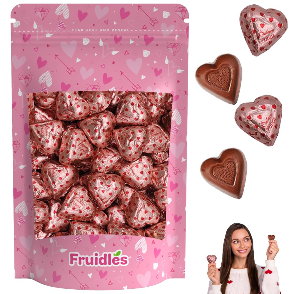 Fruidles Valentines Fudge Hearts, Holiday  , Individually Wrapped Foils, Kosher Certified Dairy (Half-Pound)
