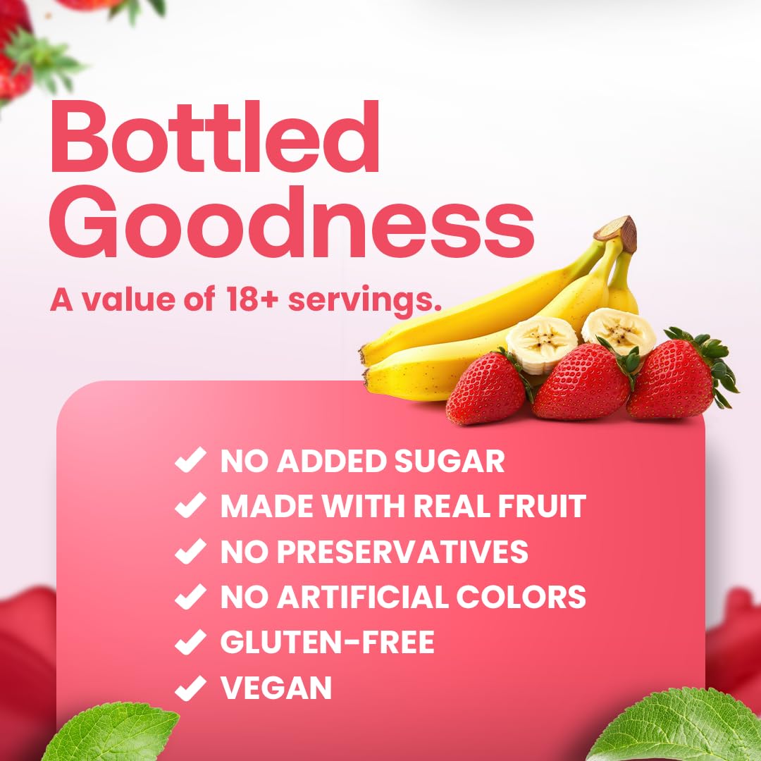 Dr. Smoothie 100% Crushed Strawberry Banana - No Added Sugar, Made With Real Fruits/Fruit Juice - Vegan, No Artificial Colors Or