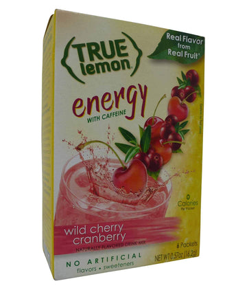 True Citrus Energy Drinks Wild Cherry Cranberry Instant Drink Mix, 24ct Pack of 4, 0.57 Ounce each, Red, Model 810979007845